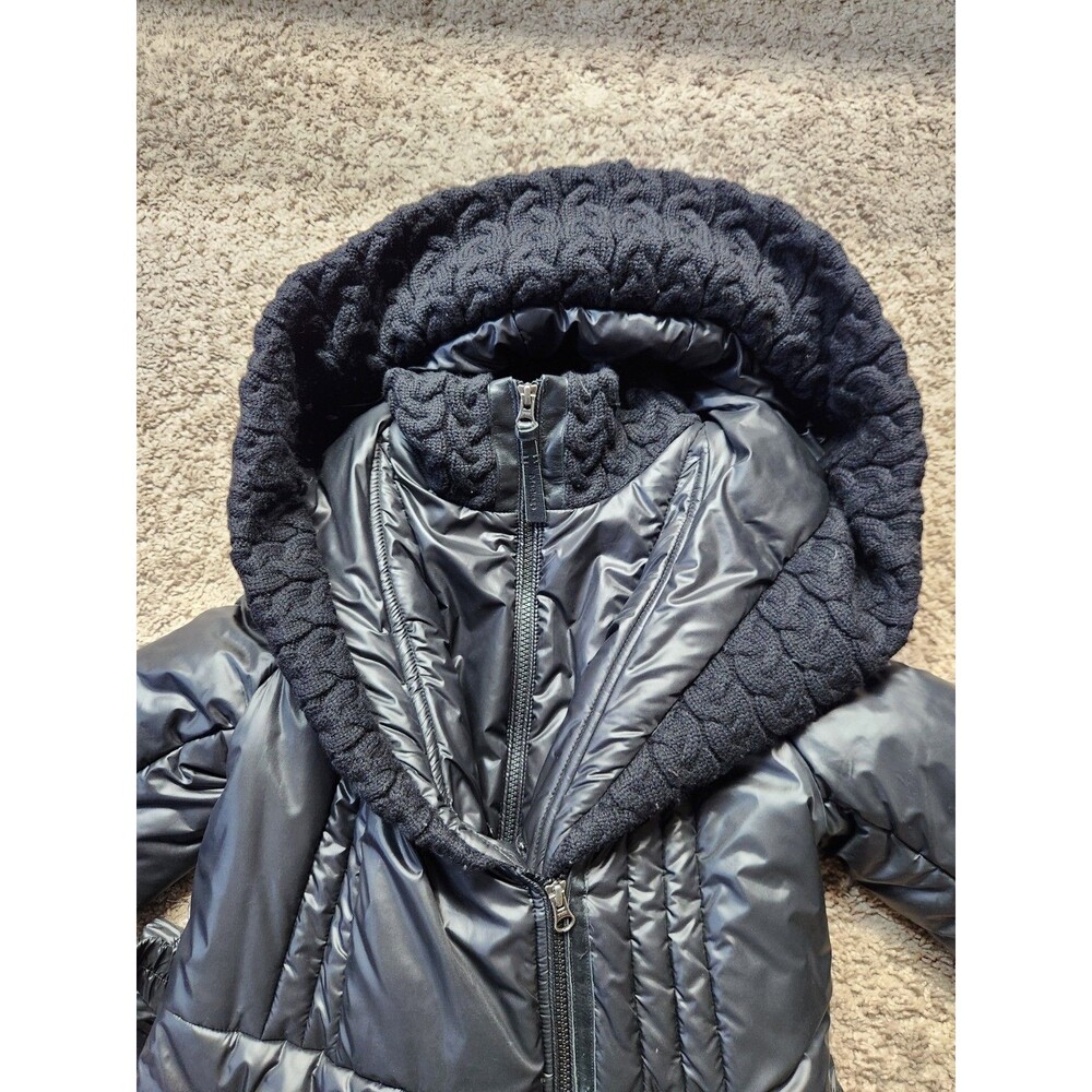 Mackage Ace Womens M Glossy Puffer Coat Jacket Parka Leather Wool Trimming - Picture 3 of 16